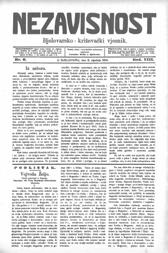 Nezavisnost : bjelovarsko-križevački vjesnik / urednik Lavoslav Schick.