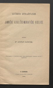 Lučbeno iztraživanje jamničke alkaličko-muriatičke kiselice / napisao Gustav Janeček.