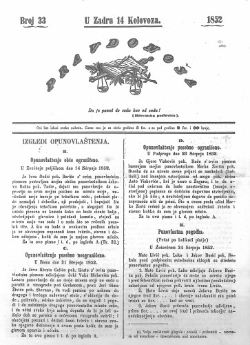Pravdonoša : 2,33(1852) / odgovorni urednik Ivan Danilov.