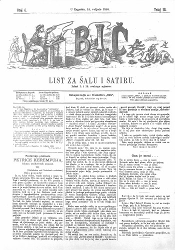 Bič : list za šalu i satiru : 3,4(1885) / [odgovorni urednik Višemir Zima].