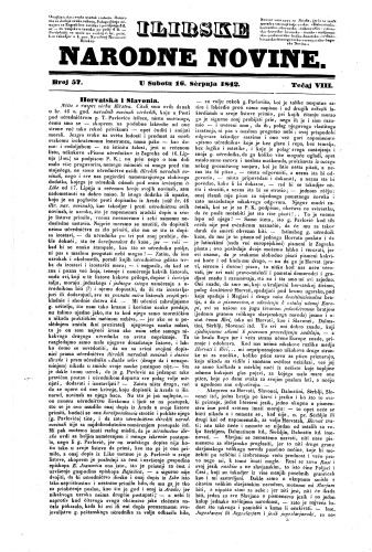 Ilirske narodne novine : 8,57(1842) / učrednik Ljudevit Gaj.