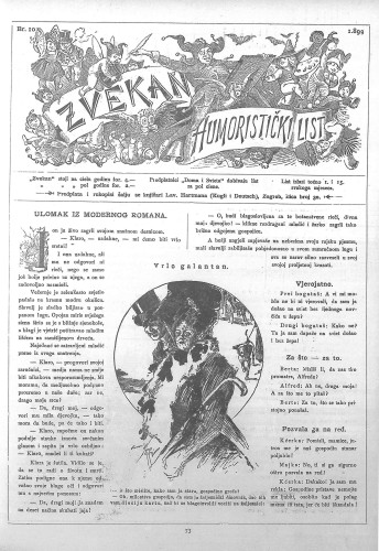 Zvekan : humoristički list : 10,10(1899) / odgovorni urednik Vojko Vezmar.