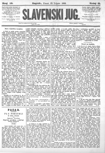 Slavenski Jug : 2,19(1849) / urednici: D. Kušlan i N. Krestić.