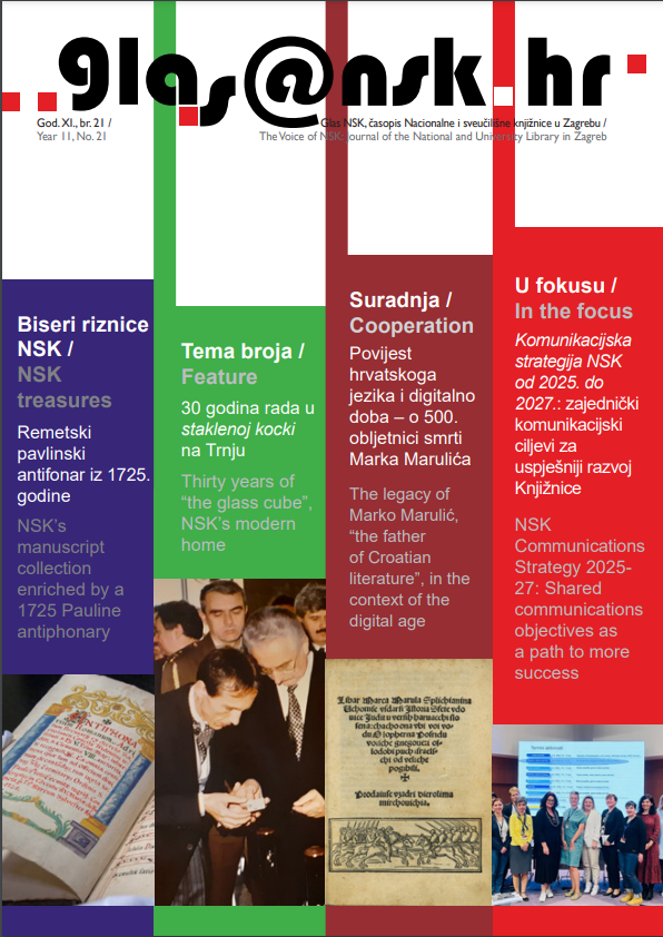 Glas@nsk.hr : 11,21(2024) ; Glas@nsk.hr : časopis Nacionalne i sveučilišne knjižnice u Zagrebu = The voice of NUL : journal of the National and University Library in Zagreb : god.=year 11,br.=no.21(2024)