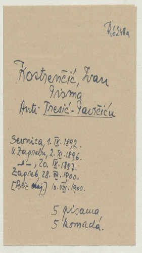 Pisma Ivana Kostrenčića Anti Tresiću-Pavičiću : (1892-1900). 