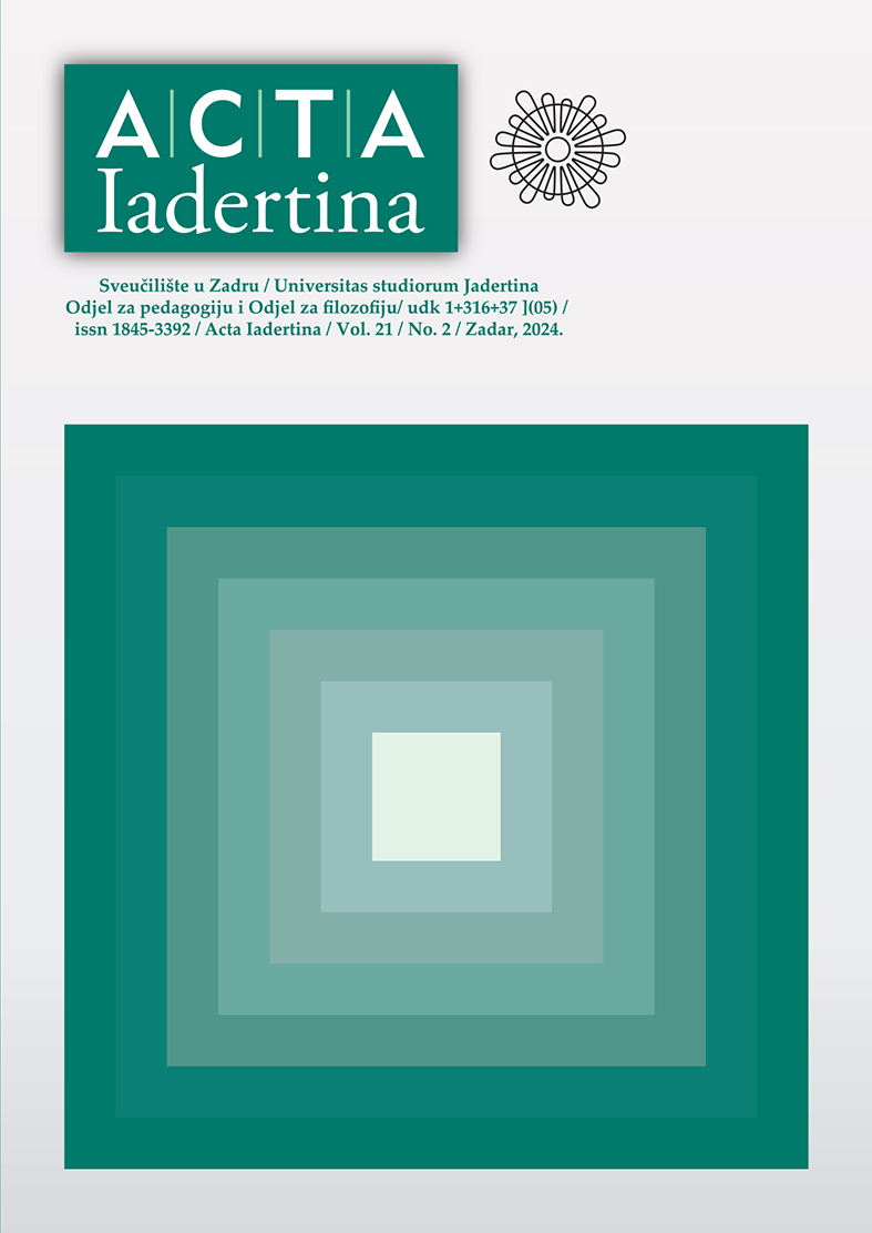Acta Iadertina: 21,2(2024) / Sveučilište u Zadru, Odjel za filozofiju, Odjel za pedagogiju ; glavna i odgovorna urednica, editor-in-chief Dijana Vican.