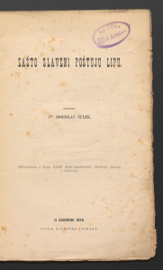 Zašto Slaveni poštuju lipu / napisao Bogoslav Šulek.