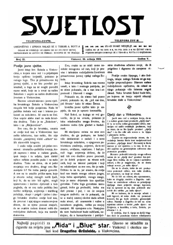 Svjetlost : 5,22(1909) / odgovorni urednik Antun Rott.