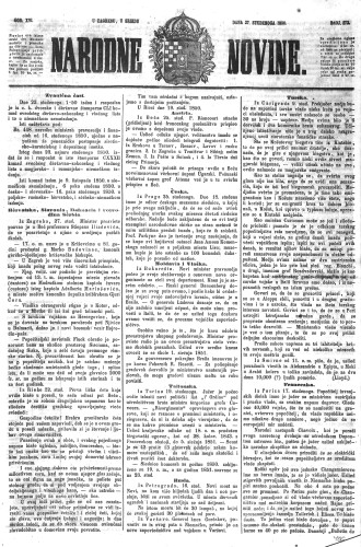 Narodne novine : 16,273(1850) / učrednik Ljudevit Gaj.