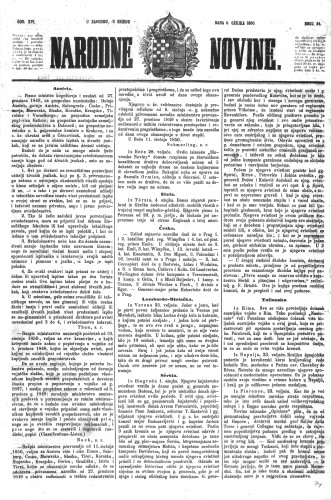 Narodne novine : 16,54(1850) / učrednik Ljudevit Gaj.