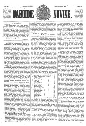 Narodne novine : 16,91(1850) / učrednik Ljudevit Gaj.