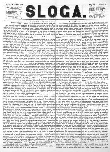 Sloga : 2,23(1871) / odgovorni urednik Stjepan Pavišić.
