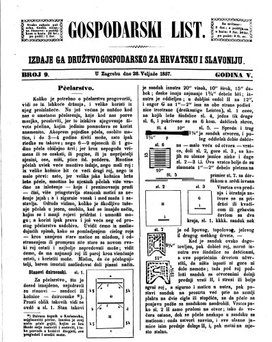 Gospodarski list : 5,9(1857) / odgovorni urednik Lj. Vukotinović.
