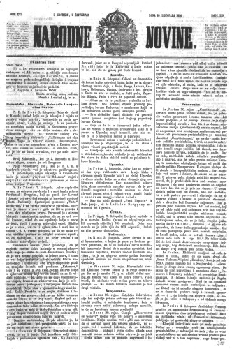 Narodne novine : 16,233(1850) / učrednik Ljudevit Gaj.