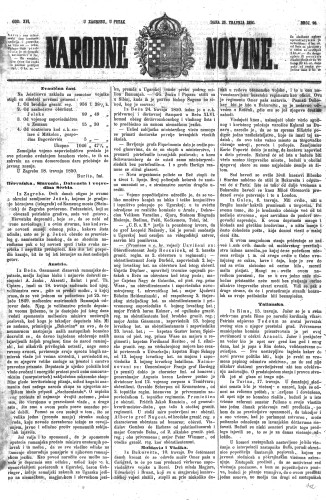 Narodne novine : 16,96(1850) / učrednik Ljudevit Gaj.