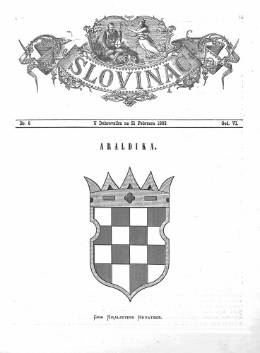 Slovinac : list za knjigu, umjetnost i obrtnost : 6,6(1883) / odgovorni urednik Vjekoslav Pretner.