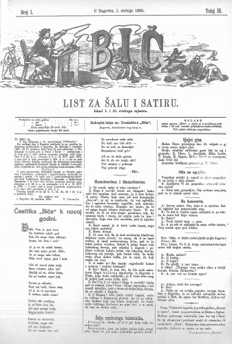 Bič : list za šalu i satiru : 3,1(1885) / [odgovorni urednik Višemir Zima].