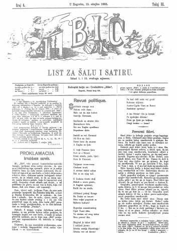 Bič : list za šalu i satiru : 3,6(1885) / [odgovorni urednik Višemir Zima].