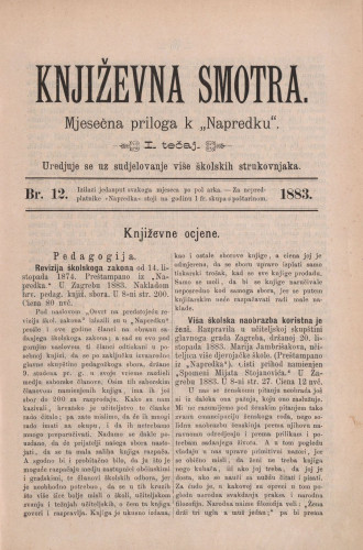 Književna smotra : mjesečna priloga k 