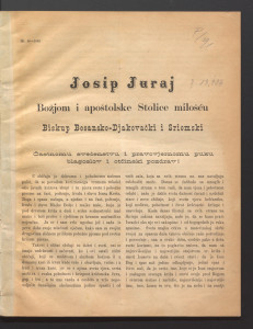 Častnomu svećenstvu i pravovjernomu puku blagoslov i očtinski pozdrav! / Josip Juraj.