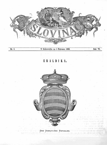 Slovinac : list za knjigu, umjetnost i obrtnost : 6,4(1883) / odgovorni urednik Vjekoslav Pretner.