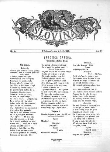 Slovinac : list za knjigu, umjetnost i obrtnost : 3,11(1880) / odgovorni urednik Niko Skorsur.
