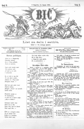Bič : list za šalu i satiru : 2,12(1884) / [odgovorni urednik Gavro Grünhut].