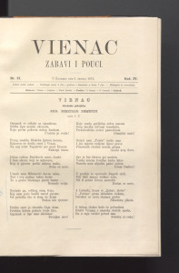 Vienac : zabavi i pouci. : 4,27(1872) / urednik Franjo Marković.