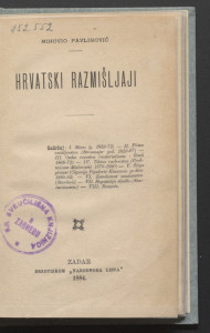 Hrvatski razmišljaji / Mihovio Pavlinović.