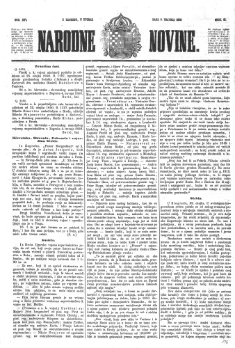 Narodne novine : 16,81(1850) / učrednik Ljudevit Gaj.