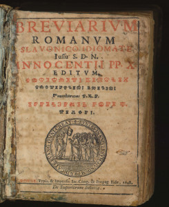 Časoslovь rimskii slavinskimь êzikomь poveleniemь S.G.N. Innokentie papi i. [X] vidanь   : Breviarium Romanum Slavonico idiomate iussu s.d.n. Innocentii pp. X ed  / [prir. Rafael Levaković].