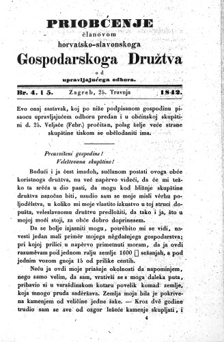List mesečni Horvatsko-slavonskoga gospodarskoga družtva : 1,4-5(1842) / uredjivan po upravljajućem odboru.