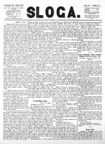 Sloga : 2,41(1871) / odgovorni urednik Stjepan Pavišić.