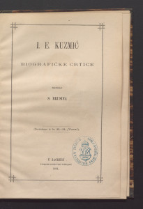 I. E. Kuzmić : biografičke crtice / napisao S. Brusina.
