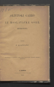 Olivinski gabro iz Moslavačke gore : (hiperstenit) / napisao M. Kišpatić.