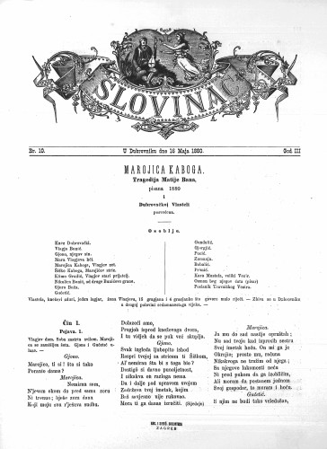 Slovinac : list za knjigu, umjetnost i obrtnost : 3,10(1880) / odgovorni urednik Niko Skorsur.