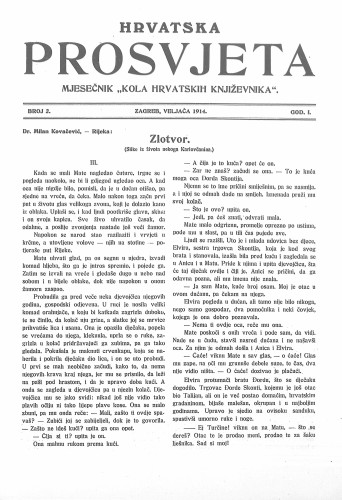 Hrvatska prosvjeta : mjesečnik : 1,2(1914) / urednik Petar Grgec.