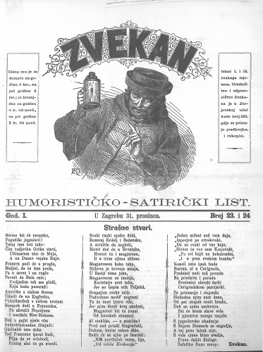 Zvekan : humorističko-satirički list : 1,23/24(1867) / [odgovorni urednik Marko Manasteriotti].