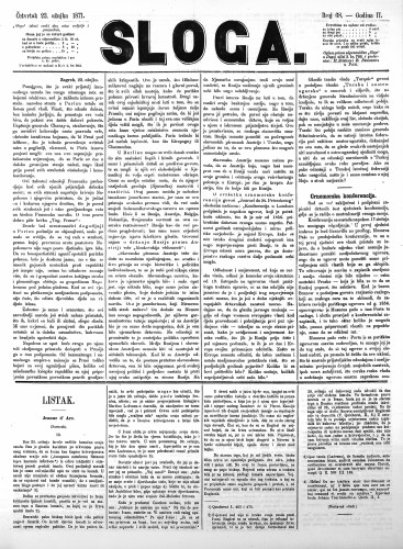 Sloga : 2,68(1871) / odgovorni urednik Stjepan Pavišić.