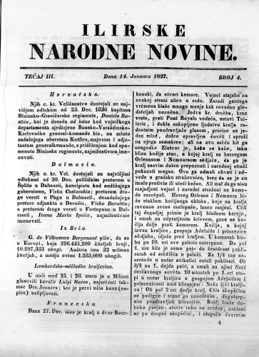 Ilirske narodne novine : 3,4(1837) / učrednik Ljudevit Gaj.