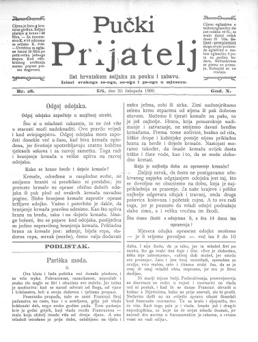 Pučki prijatelj : list hrvatskom seljaku za pouku i zabavu : 10,28(1909) / za uredništvo odgovara Miho Brusić.