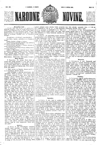 Narodne novine : 16,10(1850) / učrednik Ljudevit Gaj.