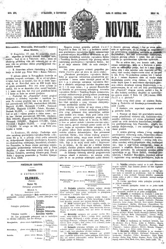 Narodne novine : 16,14(1850) / učrednik Ljudevit Gaj.