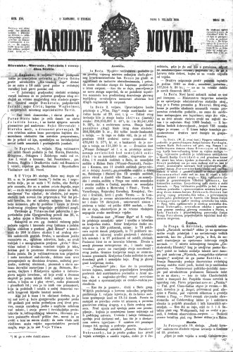 Narodne novine : 16,29(1850) / učrednik Ljudevit Gaj.