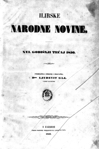 Narodne novine : 16,1(1850) / učrednik Ljudevit Gaj.