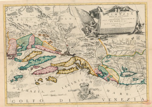 Ristretto dell'a Dalmazia diuisa ne suoi contadi   : isole dela Dalmatia diuise ne' suoi contadi, parte orientale  / dal P. Coronelli.