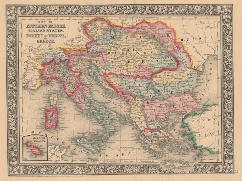 Map of the Austrian empire, Italian states, Turkey in Europe and Greece /
