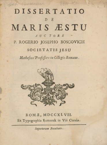 Dissertatio de maris aestu  / auctore p. Rogerio Josepho Boscovich ...