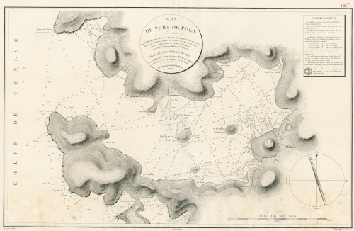 Plan du port de Pola   : levé en 1806  / par [Charles François] Beautemps-Beaupré ; assisté de [Pierre] Daussy ; gravé par E. [Etienne] Collin.