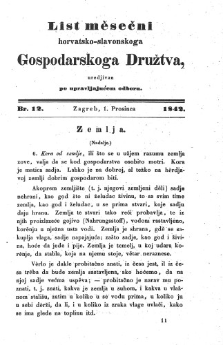 List mesečni Horvatsko-slavonskoga gospodarskoga družtva : 1,12(1842) / uredjivan po upravljajućem odboru.